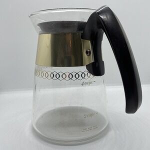 Vintage Corning Glass 4 Cup Coffee Pot Heat proof Carafe Clear Glass